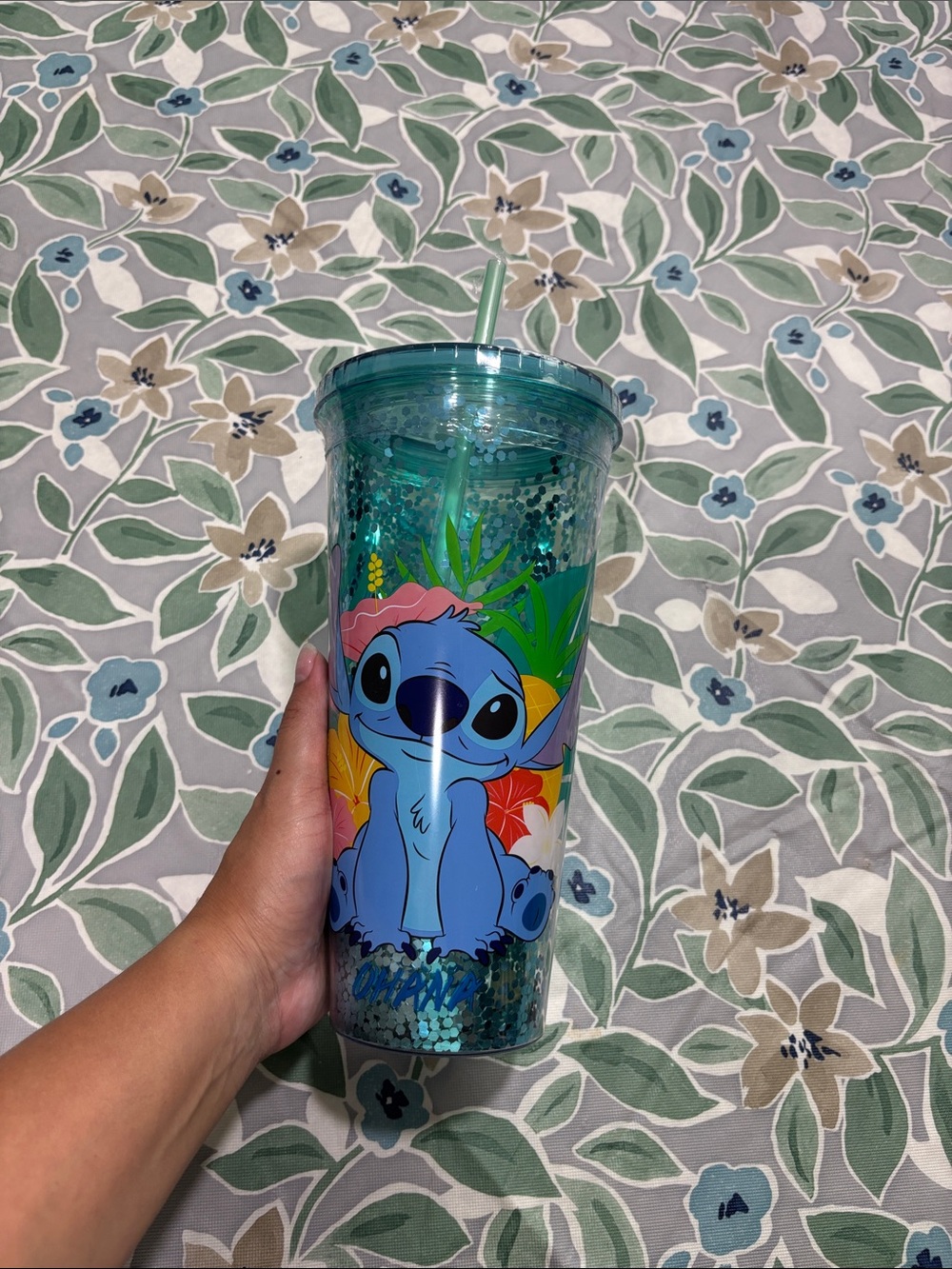 Disney Lilo and Stitch Glitter Double-Wall Tumbler with Straw